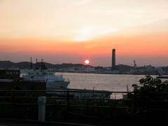 門司港の夕陽の写真